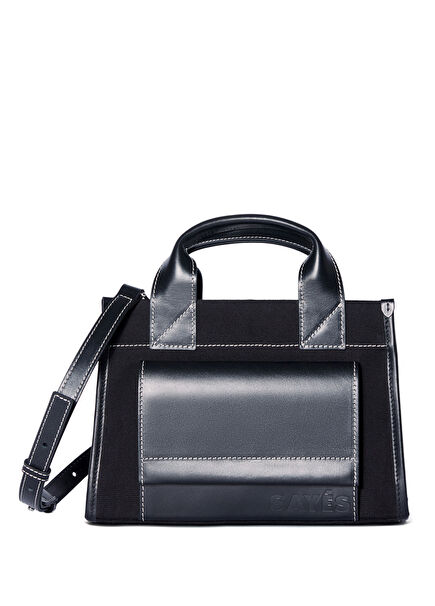 Stitched Pocket Mini Siyah Kadın Omuz Çantası