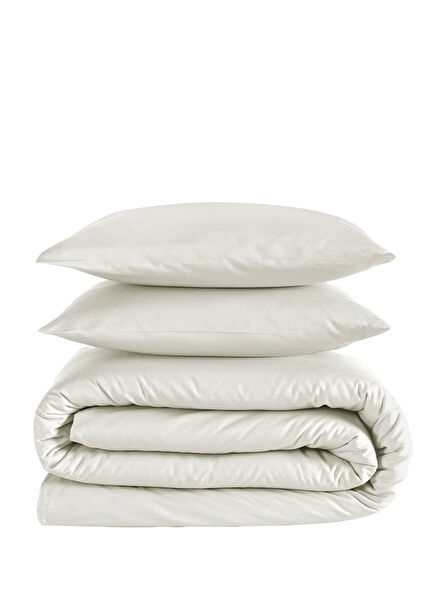 Odin Ecru 300 TC Cotton Satin Double Duvet Cover Set 200 x 220 cm