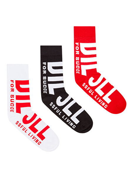 3-Piece Red Black White Men's Socks Set