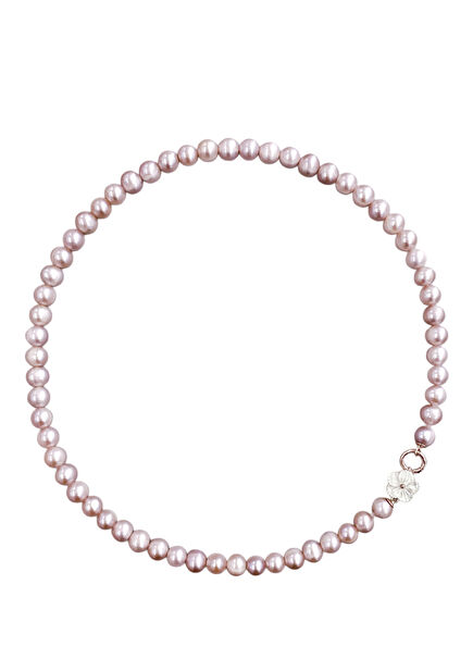 Cleito Pink 925 Sterling Silver Rose Gold Plated Women's Pearl Necklace