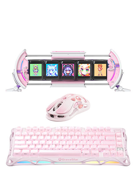 K1 Mechanical Gaming Keyboard Sakura Pink M1 Pro Wireless Optical Mouse and Digital Picture Frame Gamerset
