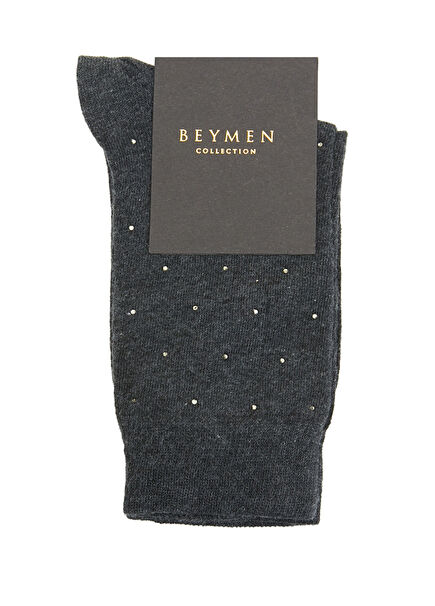 Anthracite Stone Detailed Women's Socks