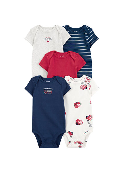 Layette Colorful Short Sleeve Baby Boy 5 Body Set