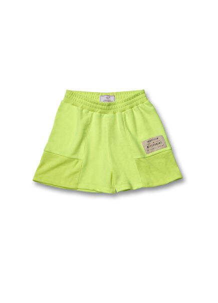 Yellow Logo Detailed Girls' Shorts