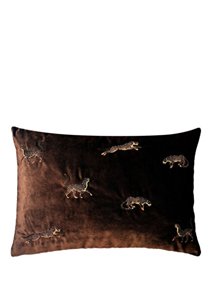 Leopard Print Brown Velvet Decorative Cushion Cover 35 x 50 cm