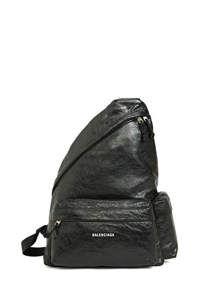 Black Men's Leather Backpack