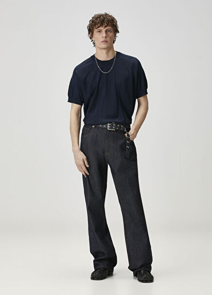 Koyu Lacivert Raw Jean Pantolon