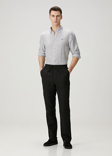 Patrick Black Waist Corded Linen Pants