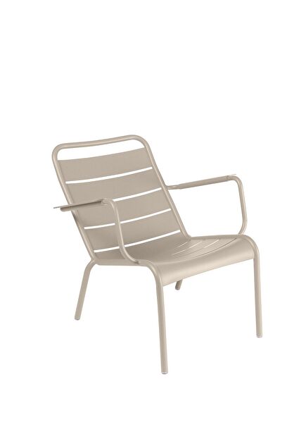 Luxembourg Beige Metal Armchair with Armrests