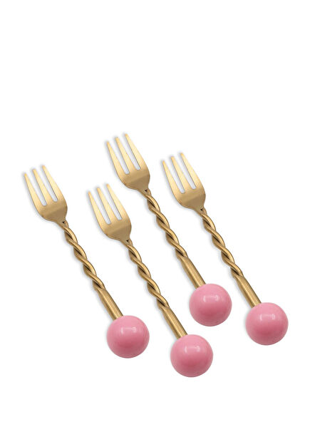 Globe Rose Gold Steel 4-Piece Cake Fork