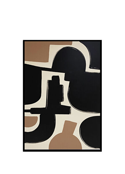 Pink and Black Shapes Kanvas Üzeri Akrilik El Yapımı Resim