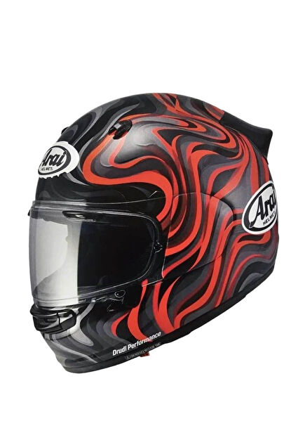 Quantic Swirl Red Closed Motorcycle Helmet