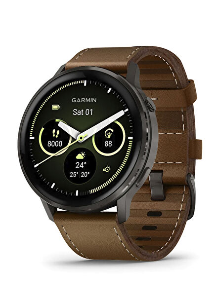 Garmin Venu 4 45 mm Kahverengi Deri Kayışlı Akıllı Saat