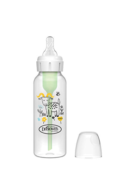 Options+ Keçi Desenli Polipropilen 0+ Ay Anti-Kolik Natural Flow Biberon 250 ml