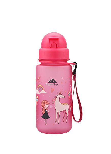 Princess Pink Tritan Children's Water Flask with Straw 400 ml