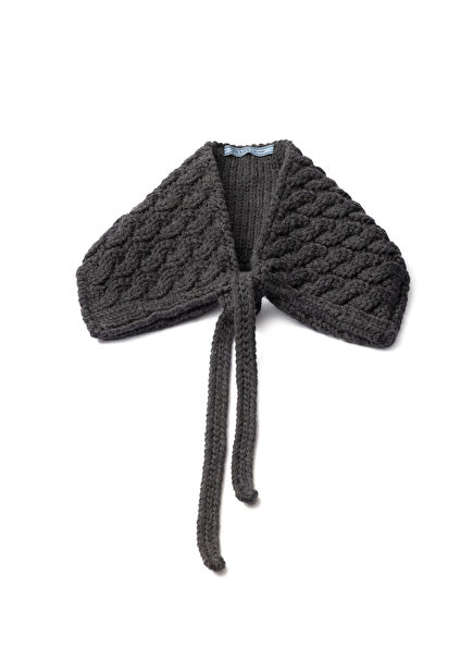 Grey Rope Knit Wool Women's Collar