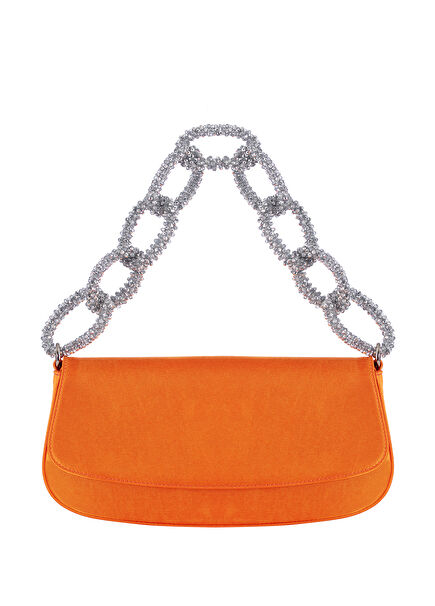 Soho Orange Satin Baguette Women's Evening Dressing Bag