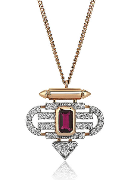 Prego Punto Pırlanta Taşlı 14 Ayar Beyaz Altın Kadın Kolye