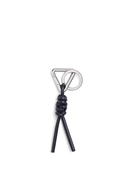 Navy Blue Leather Keychain