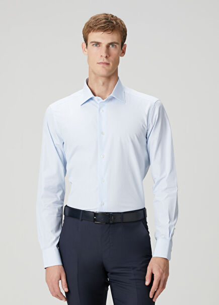 Mavi Çizgi Desenli Gömlek