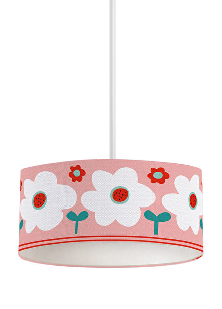 Big Flowers Pembe Çocuk Odası Tavan Aydınlatma