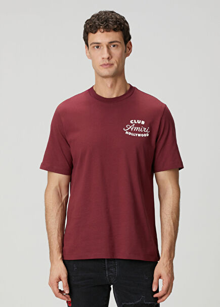 Club Bordo Logo Detaylı T-shirt
