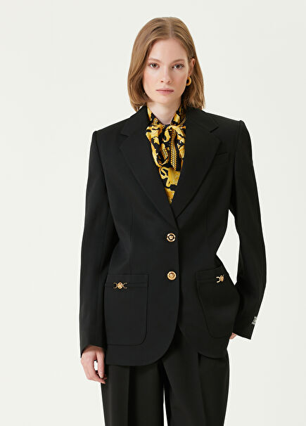 Oversized Siyah Yün Blazer