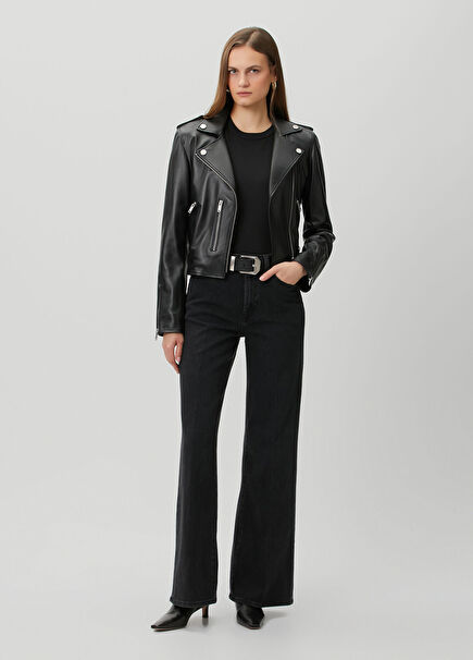 Lotta Siyah Wide Leg Jean Pantolon