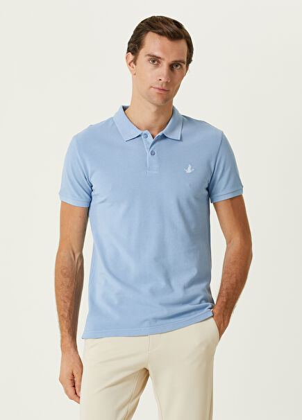 Slim Fit Açık Mavi Polo Yaka T-shirt