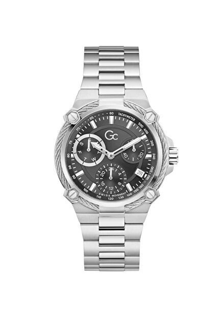GCY24021G2M Metalik Gri Çelik Erkek Kol Saati