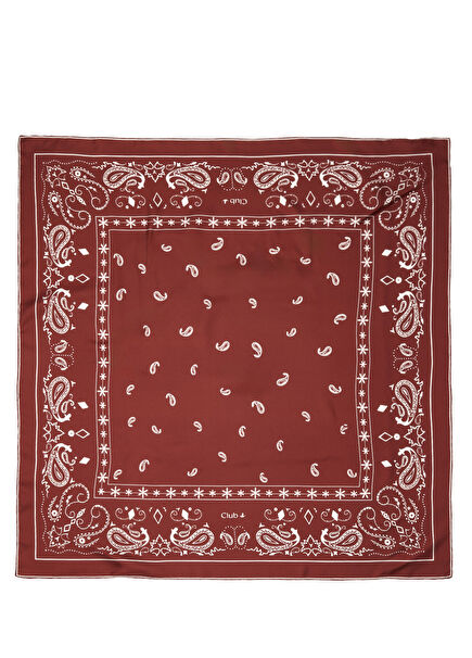 Burgundy Paisley Patterned Silk Scarf