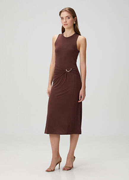 Brook Brown Midi Cocktail Dress
