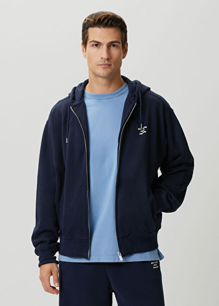Lacivert Kapüşonlu Sweatshirt