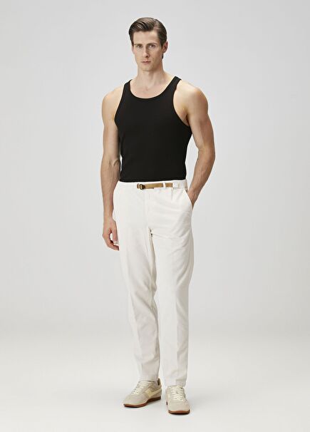 Beyaz Kadife Pantolon