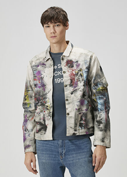 Regular Fit Printed Canvas Jacket