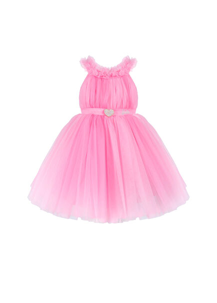 Barbie Pink Tulle Zero Sleeve Girls' Dress