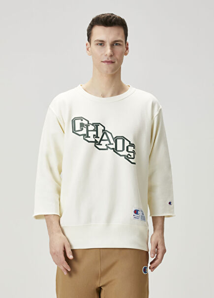 Ekru Logo Detaylı Sweatshirt