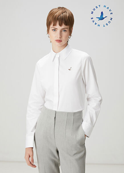 Beyaz Basic Poplin Gömlek