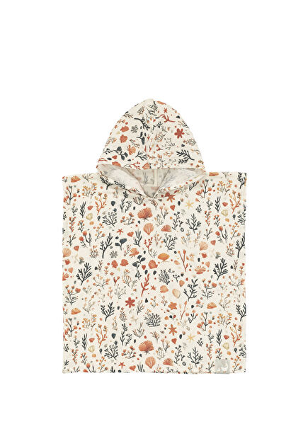 Seabloom Coral Color Cotton Muslin Baby Kids Poncho Bathrobe