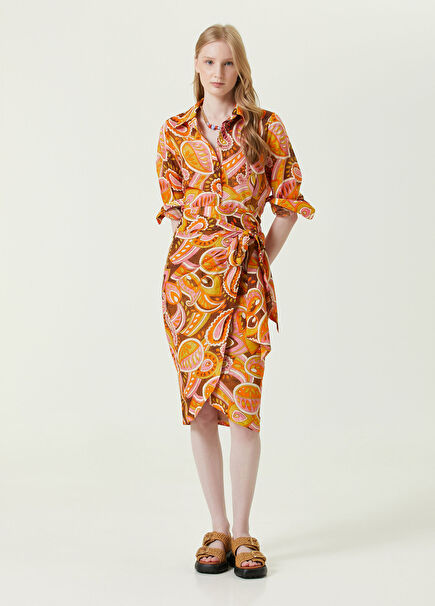 Turuncu Şal Desenli Pareo