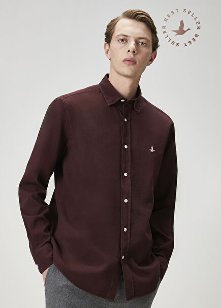 Comfort Fit Plum Textured Shirt