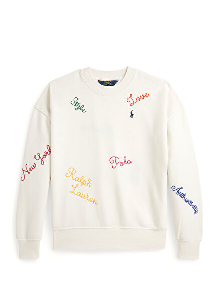 Beyaz Logolu Kız Çocuk Sweatshirt