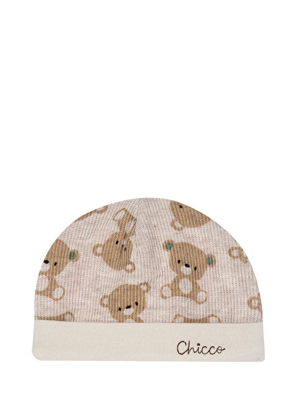 Cream Printed Baby Boy Hat