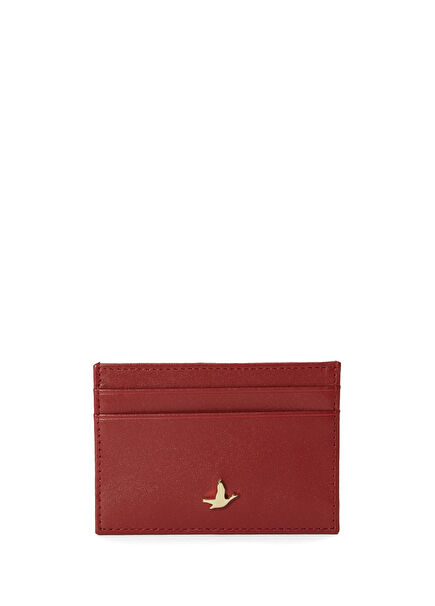 Red Logo Women's Leather Card Holder