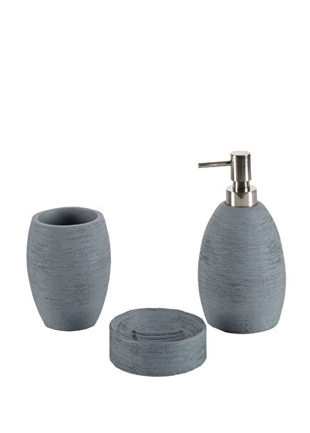 Root Grey Polyresin Bathroom Set of 3