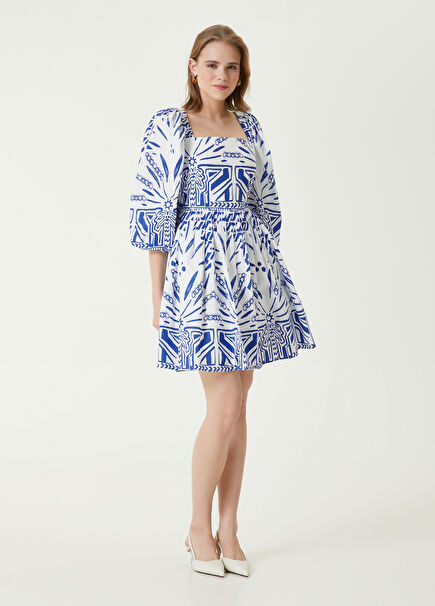 Blue White Patterned Mini Dress