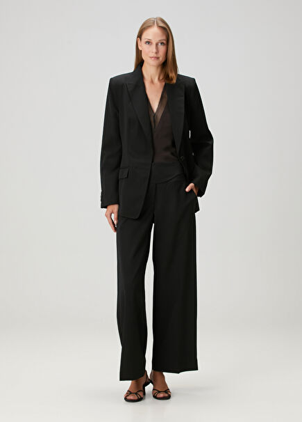 Black Belt Wool Pants