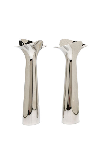 Silver 2-piece Steel Candlestick