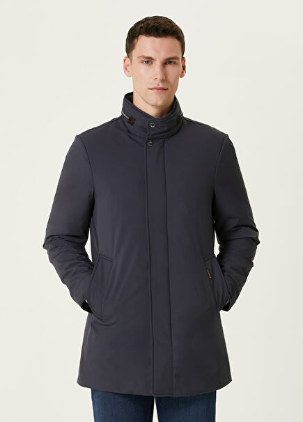 Navy Blue Hooded Coat