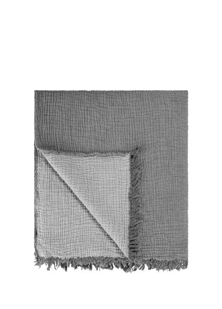 Cocoon Gri Throw 4 Kat Müslin Koltuk Şalı 130 x 170 cm